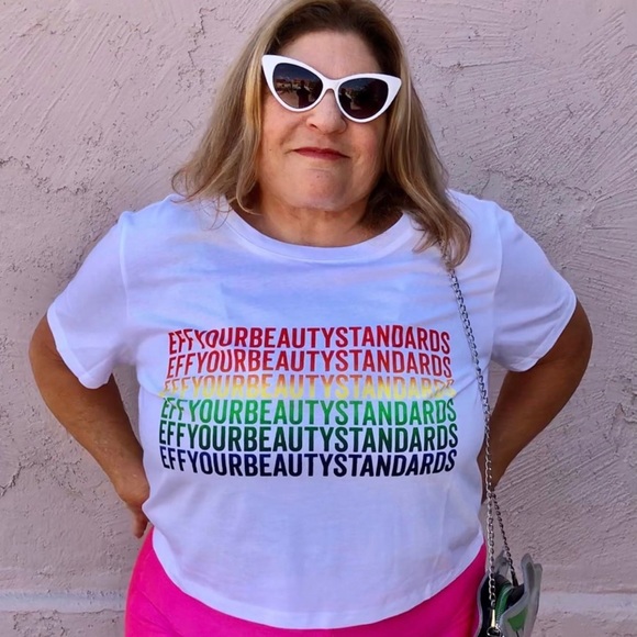 Fashion To Figure EYBS White Crop Tee NWT 1X & 2X - Picture 12 of 14